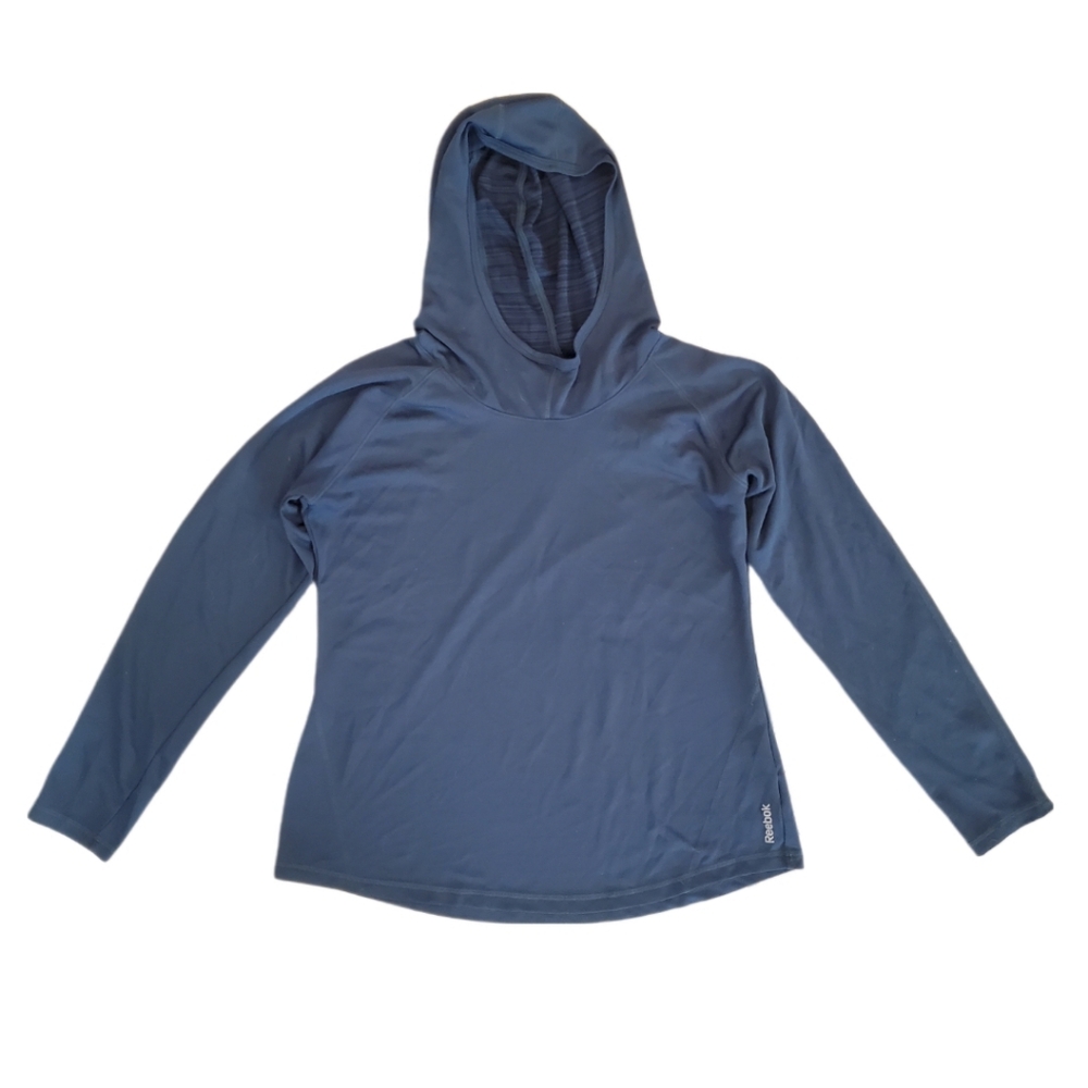 Reebok Women's Dark Teal Green Pullover Tech Long Sleeve Hoodie Large
